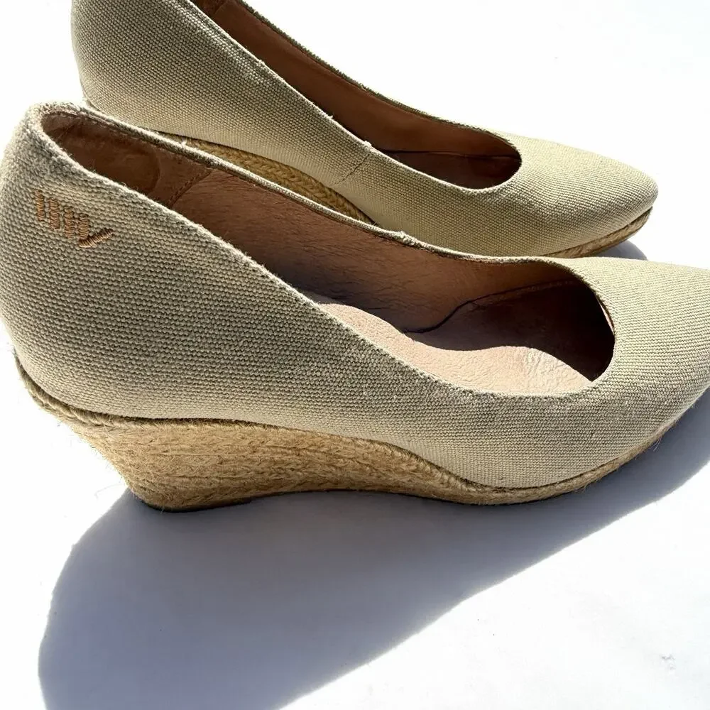 Viscata Barcelona Rises Wedge Shoe Womens 37 Beige Espadrille Heels